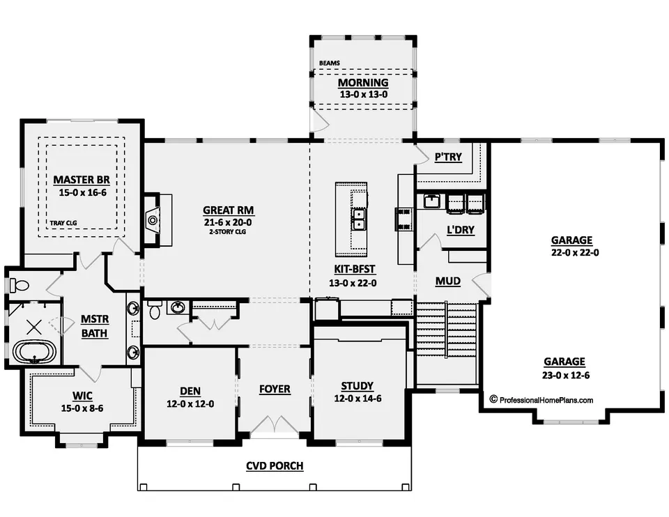 The Villetta main level floor plan